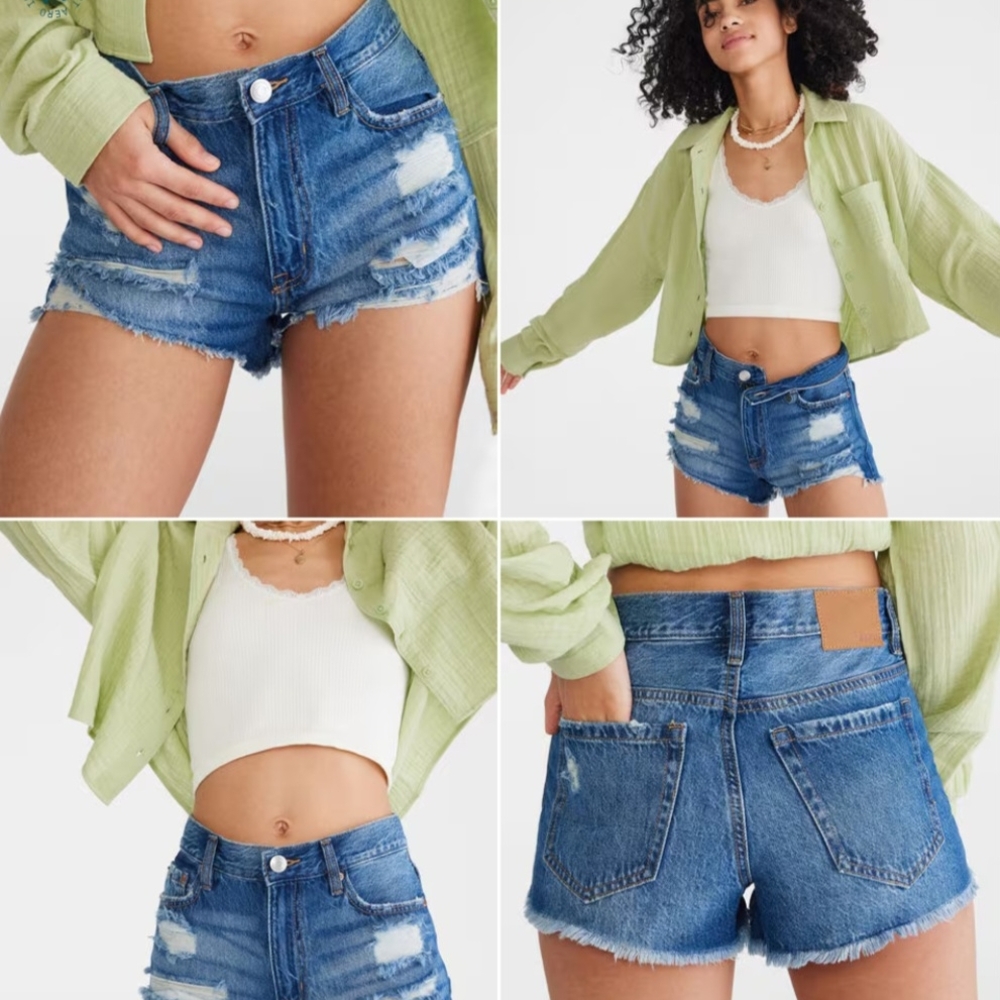 Aeropostale High-rise denim shorty shorts size6, dark wash